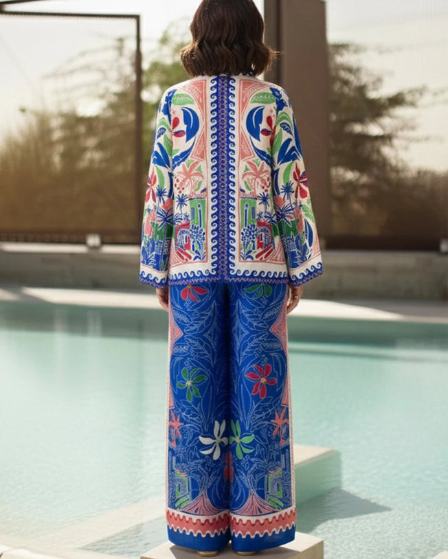 Lola Cobalt Blue Co-Ord - Long Sleeved Shirt and Pants Set