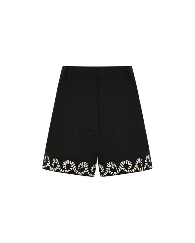 Lola Vest and Shorts Linen Black Set