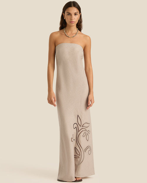 Maeve Lotus Broderie Sleeveless Maxi Dress