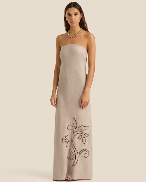 Maeve Lotus Broderie Sleeveless Maxi Dress