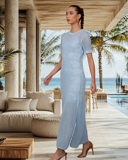 Maite Vest Midi Dress - Light Blue