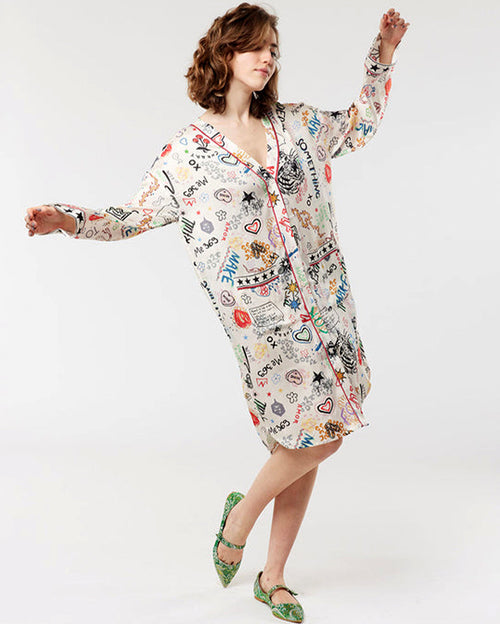 Margaret round hem dress-grafitti