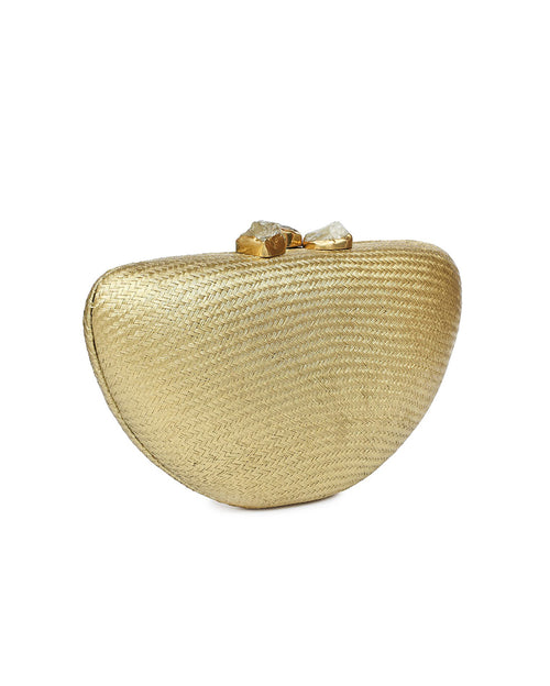 Margot Gold Clutch with Quartz Stone