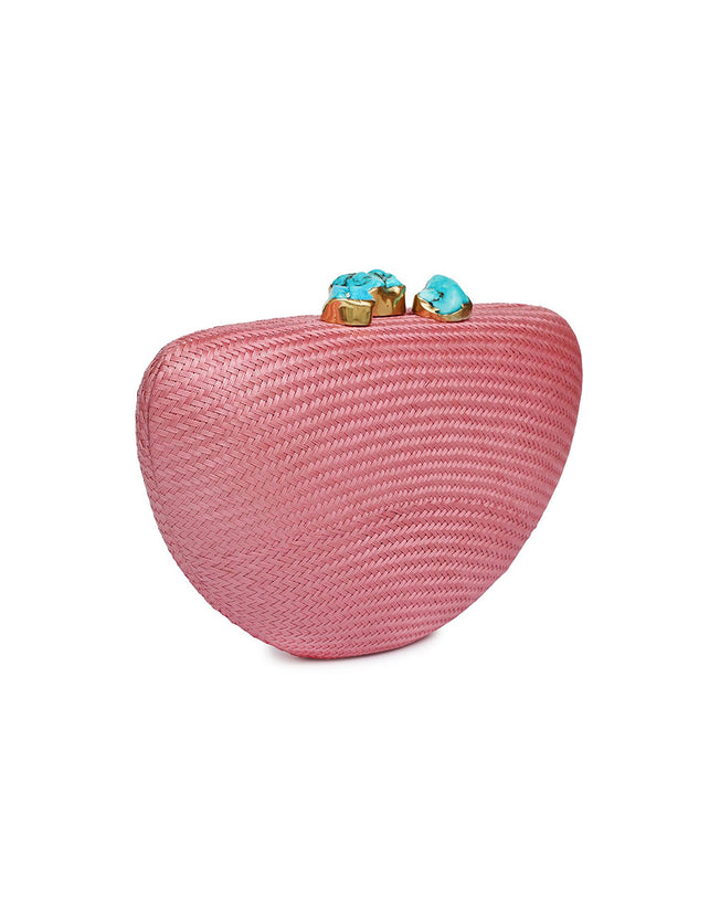 Margot Pink Clutch with Turqouise Stone