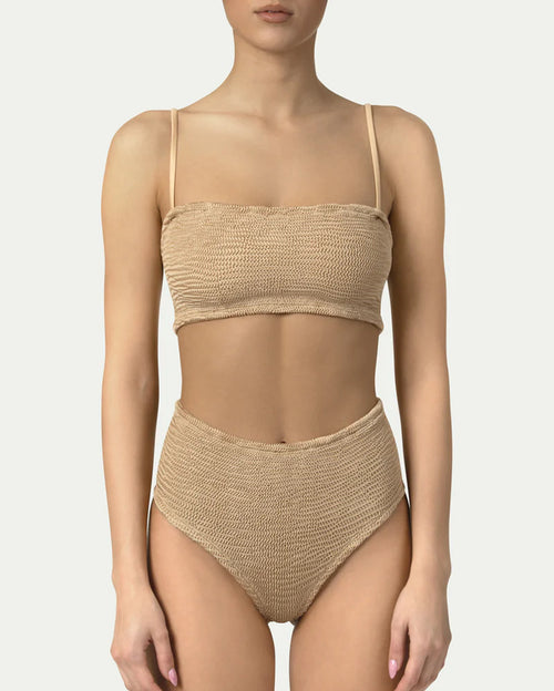 Marie High Waist Two piece Bikini Set in Camel Color