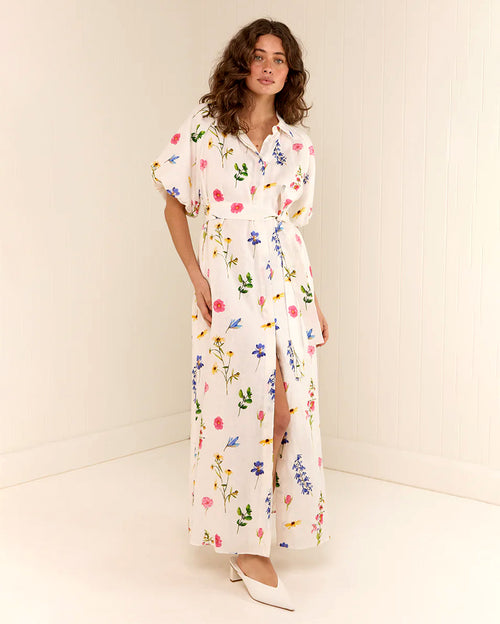 Marla Wildflowers Maxi Dress with Fabric Belt