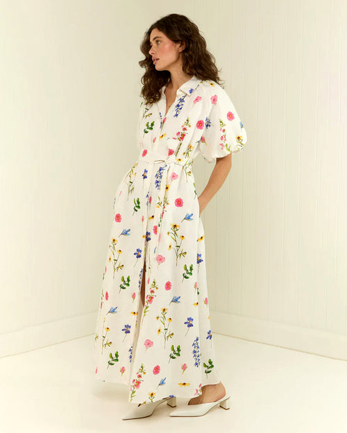 Marla Wildflowers Maxi Dress with Fabric Belt