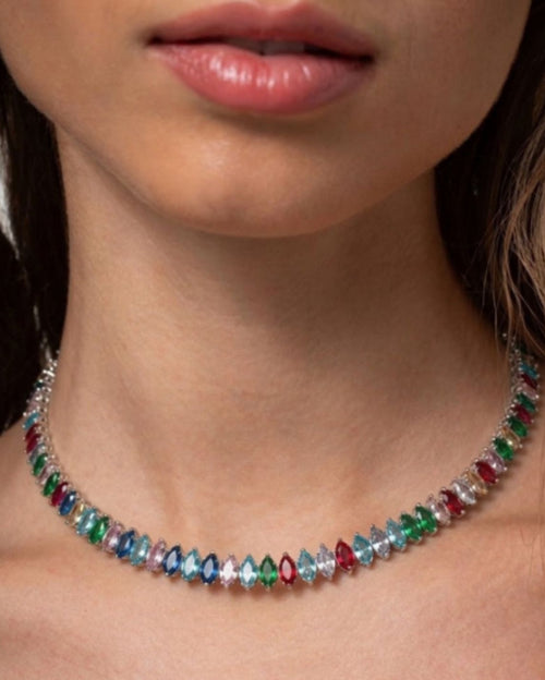 Marquise Multicolor Stones SS Choker