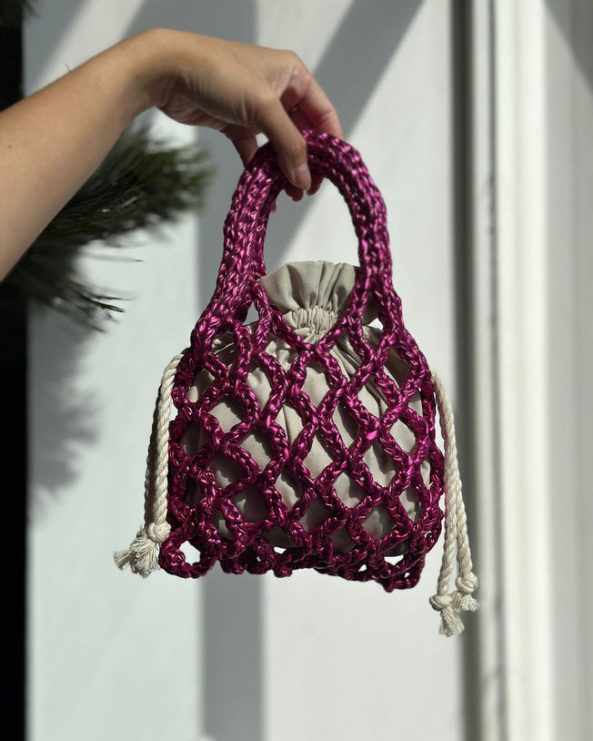 Metallic Fushia Net Bag