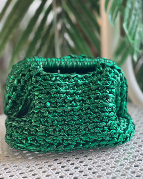 Metallic Handmade Braid Bag Pine Green