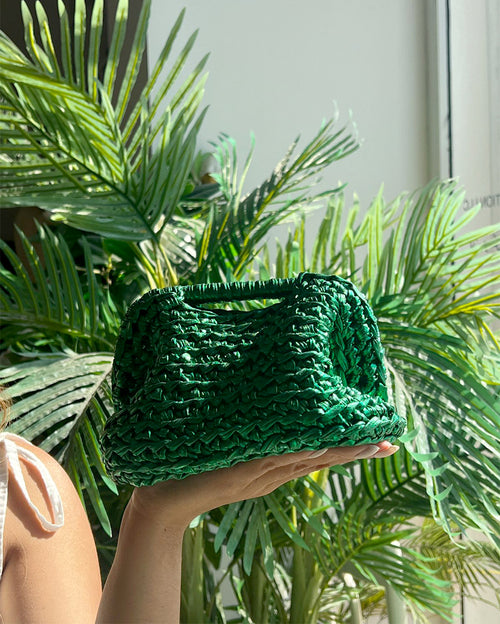 Metallic Handmade Braid Bag Pine Green
