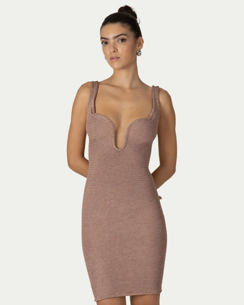 Mika Rose Beige Mini Dress