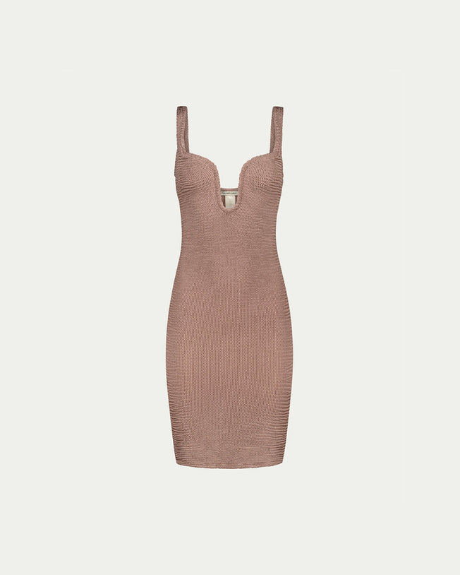 Mika Rose Beige Mini Dress