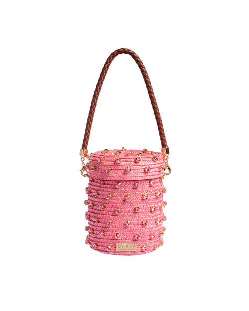 Mini Cylinder Mono Cotton Bag - Light Rose