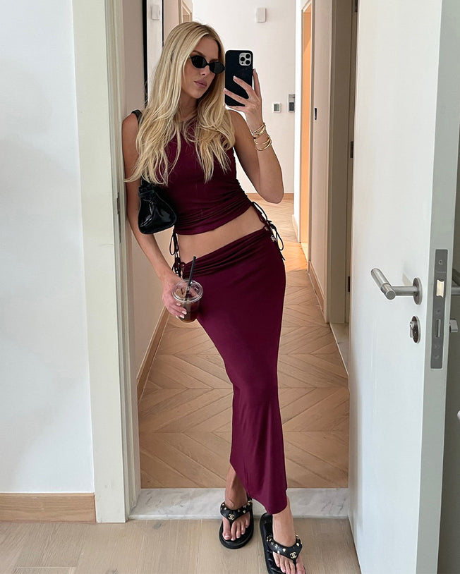 Mira Top and Reem Skirt Raspberry Set