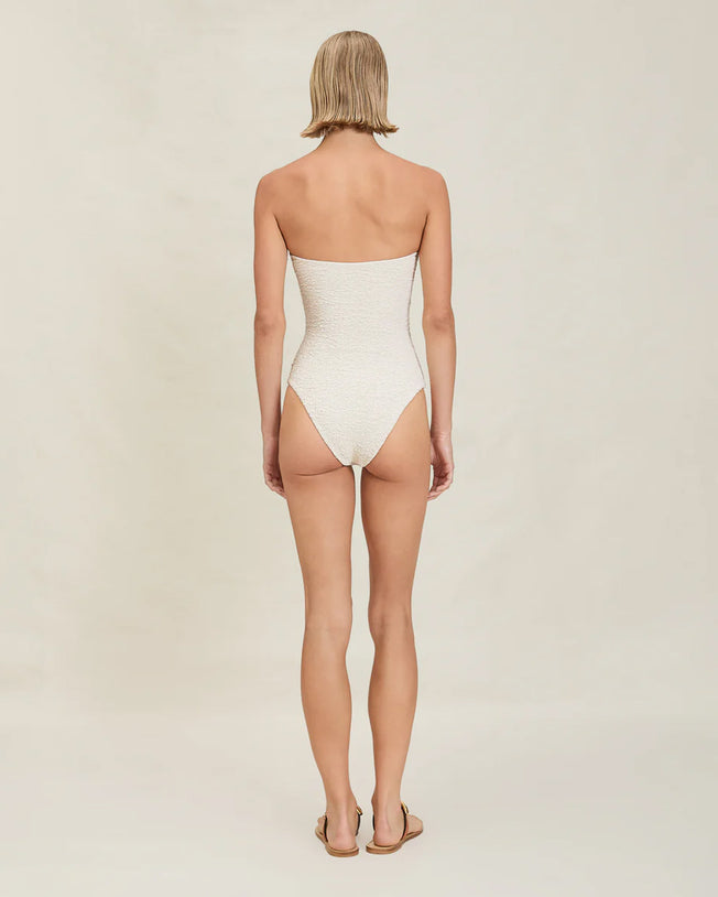 Misha Custom-made Bead One-Piece Swimwear - Natural