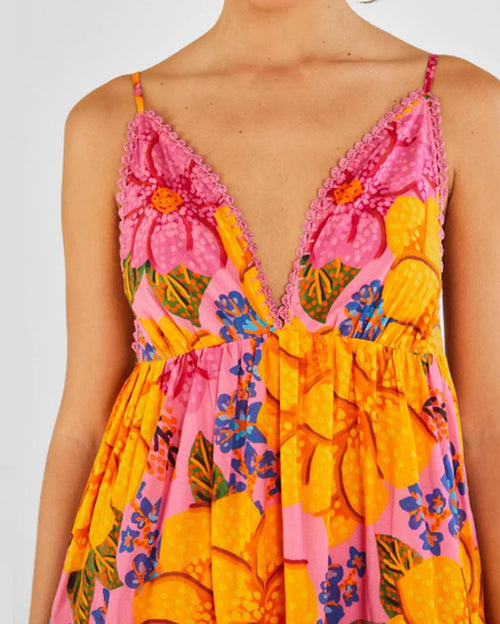 Mixed pink prints maxi dress