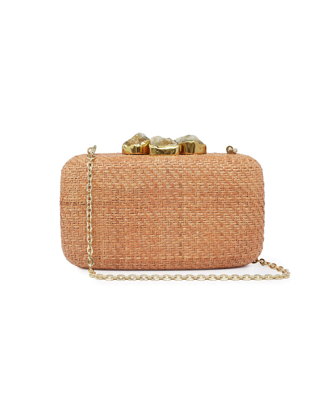 Mona Sand Clutch with Sand Stone