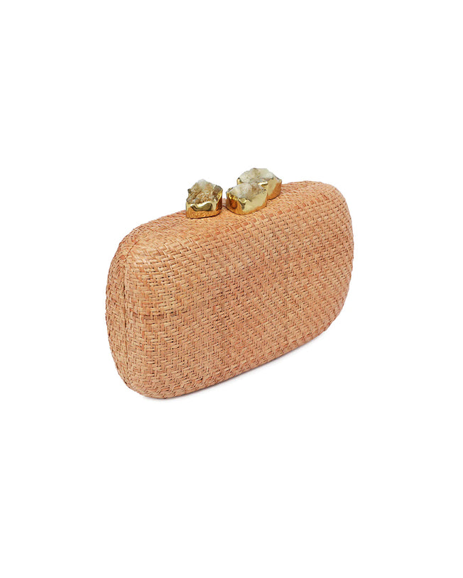 Mona Sand Clutch with Sand Stone