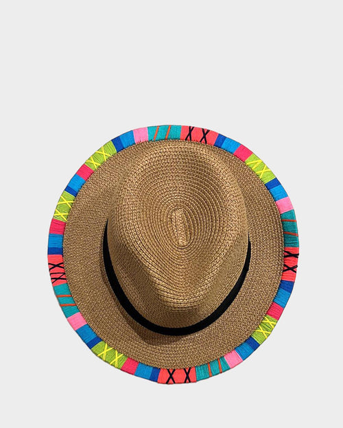 Multicolor Border Panama Hat