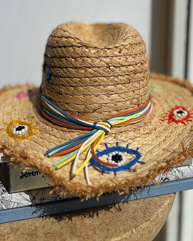Multicolor Eyes All Over Panama Hat
