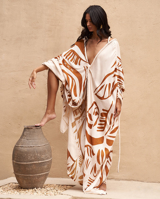 Natural Fabric Long Dress Lovina Printed