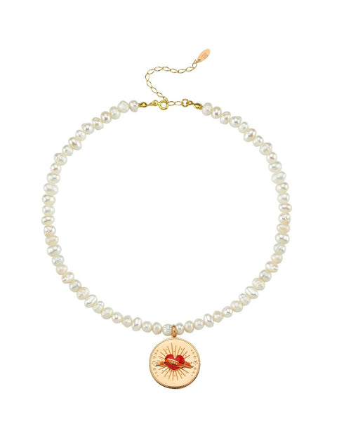 Necklace pearl tattooed love
