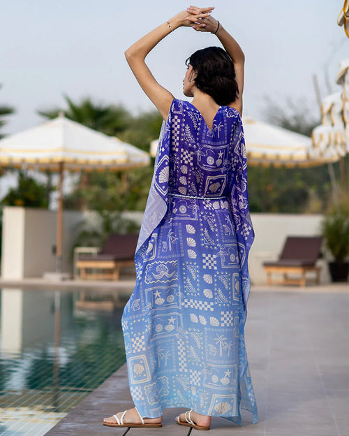 Niya Kaftan Dress with Rope Belt- Purple Ombre