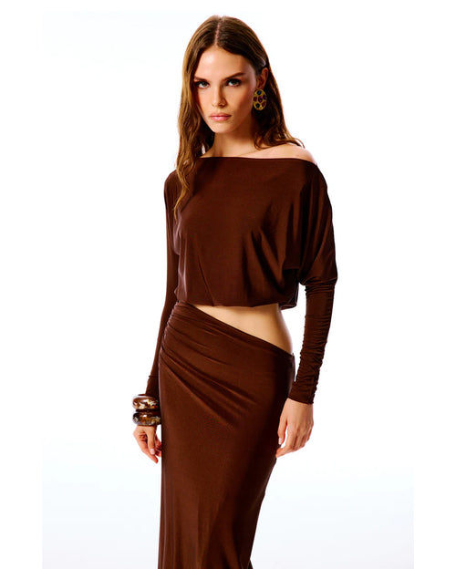 Oliana Cut Out Maxi Dress Brown