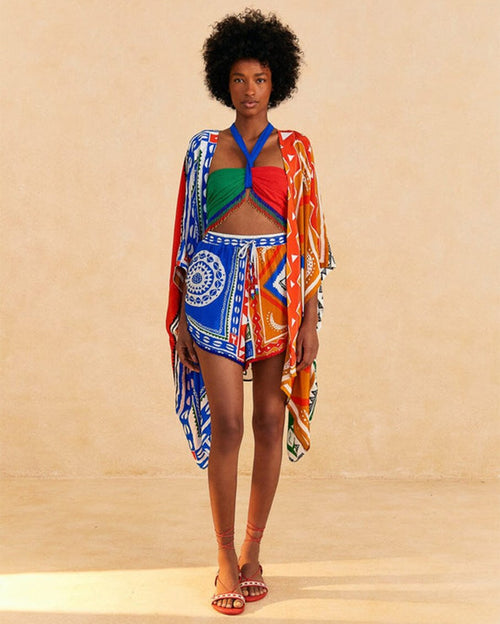 Pitta colors off-white kimono with shorts