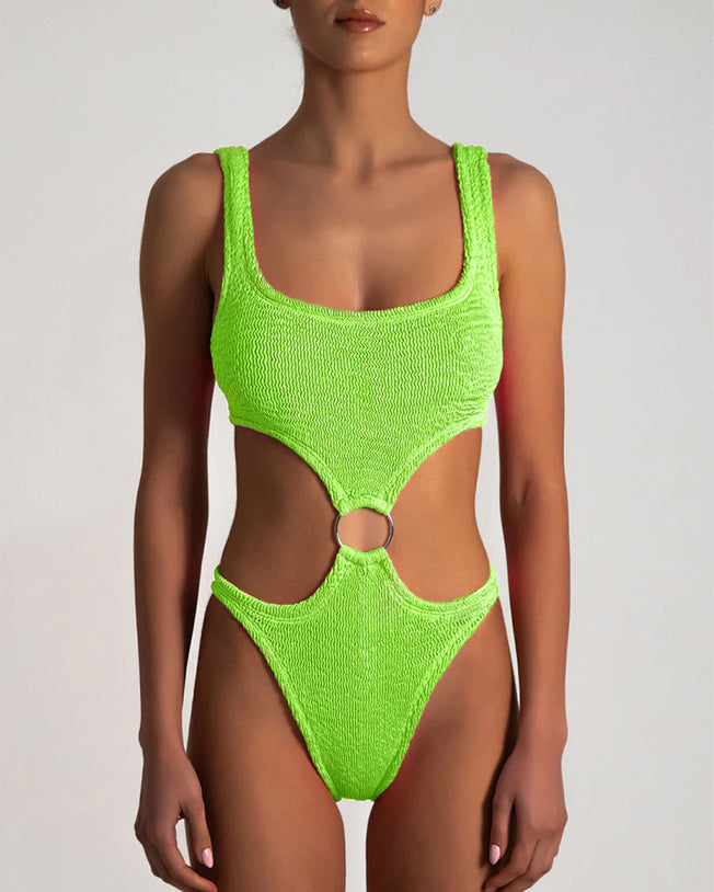 Olivia Acid Green High-Waisted Bikini
