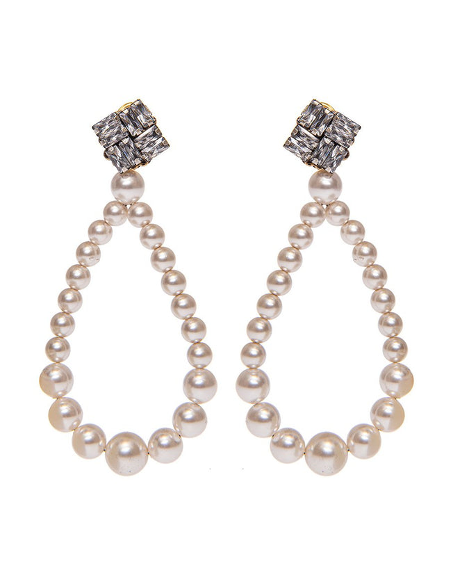 Pearls and crystals clip with earrings