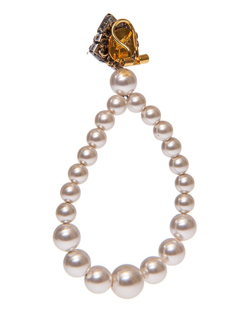 Pearls and crystals clip with earrings