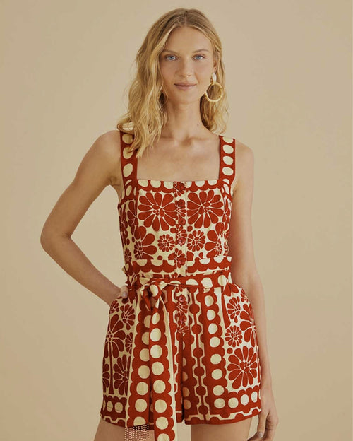 Palermo Red Sleeveless Romper