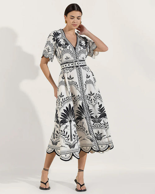 Palm Springs Midi Dress Onyx Black