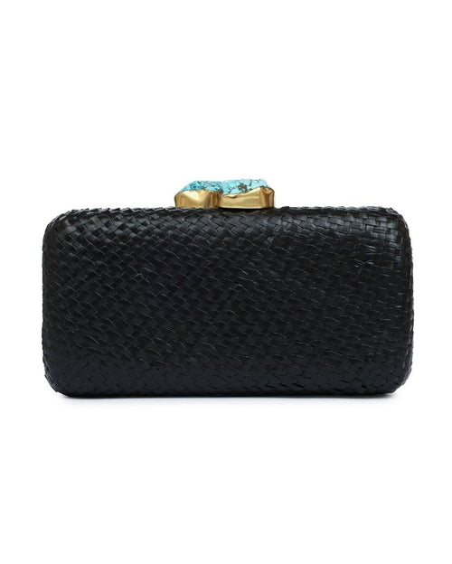 Palma Black Clutch with Aqua Stone