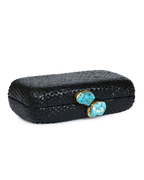 Palma Black Clutch with Aqua Stone