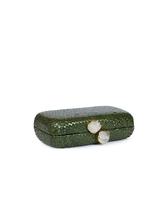 Palma Olive Clutch with Quartz Stone