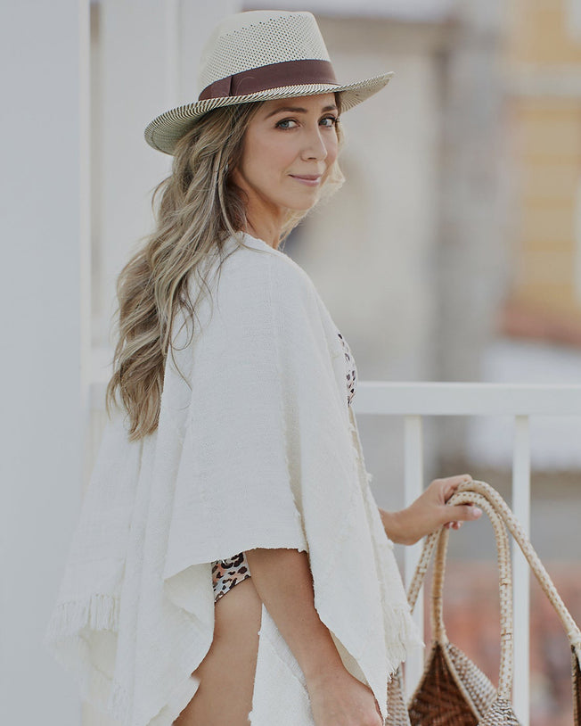 Handcrafted Toquilla Panama Fine Classic Natural Straw Hat - Brown Ribbon