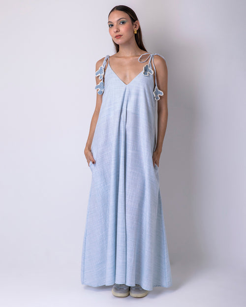 Passarada Sleeveless Maxi Dress - Sky Blue