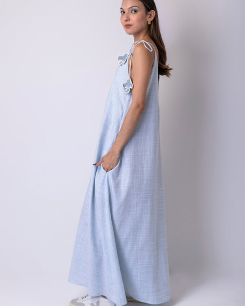 Passarada Sleeveless Maxi Dress - Sky Blue