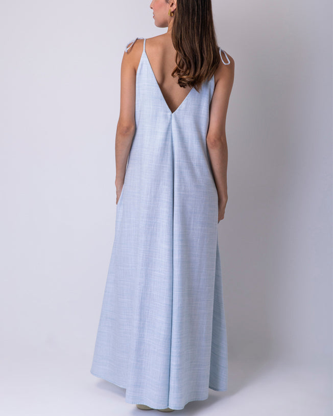 Passarada Sleeveless Maxi Dress - Sky Blue