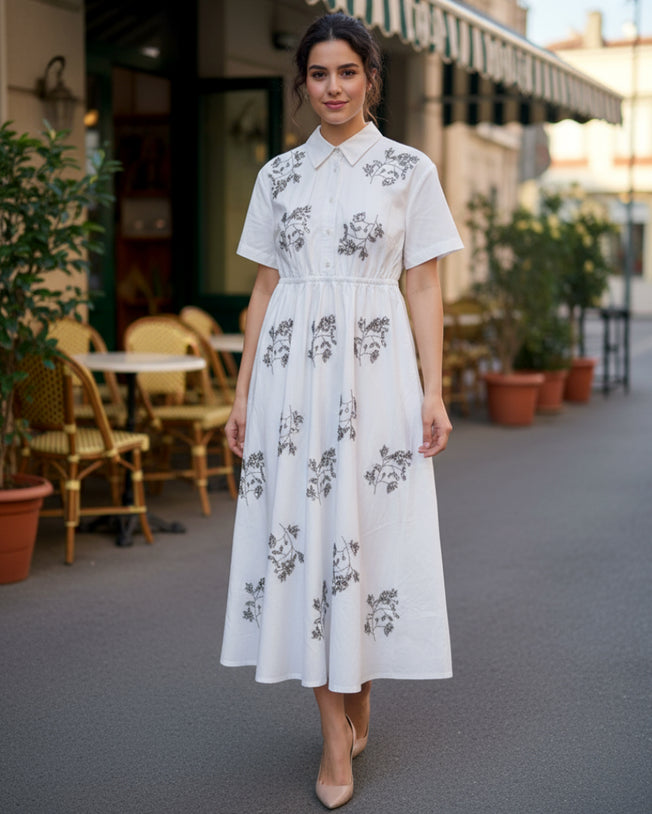 Pearl Bloom Lea Maxi Dress - White