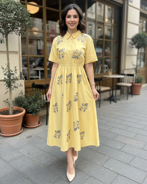 Pearl Bloom Lea Maxi Dress - Yellow