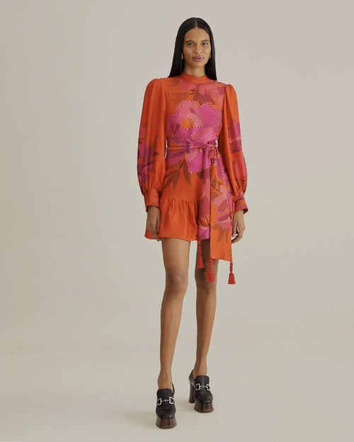 Peony Red Long Sleeve Mini Dress
