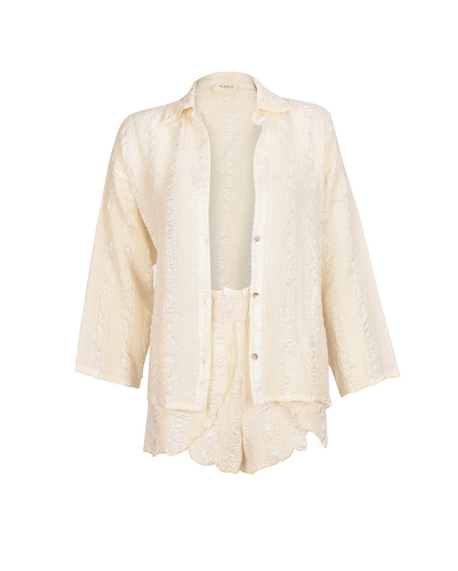 Perla Shirt and Shorts Set Ecru