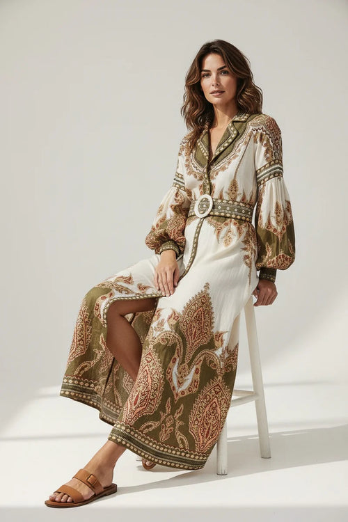 Florista Long Dress Olive Green