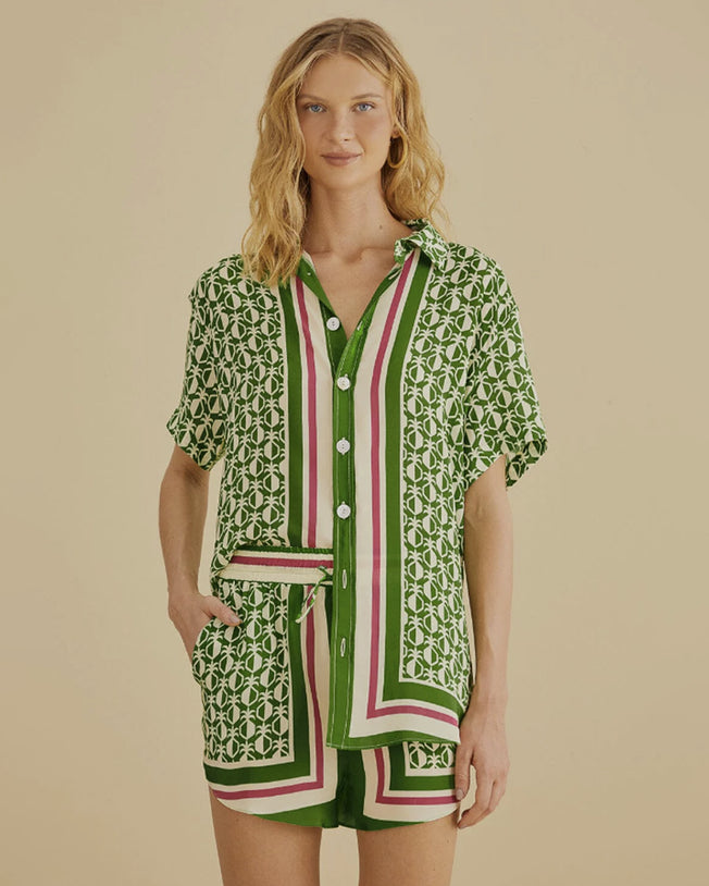 Pineapple Scarf Green Shirt & Shorts Set