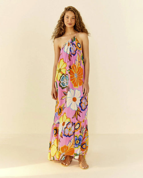 Forest mixed scarves midi dress