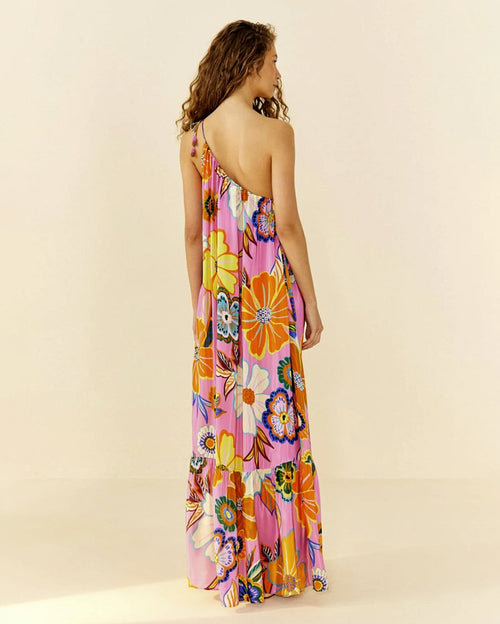 Forest mixed scarves midi dress